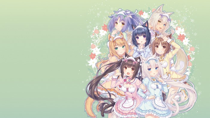Nekopara characters with floral wreath