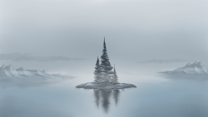 Vast Reflections of Snowy Trees and Mountains