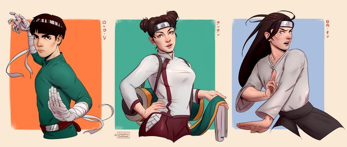 Rock Lee, Tenten, and Neji Hyuga from Naruto