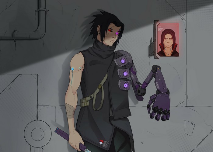 Cyberpunk Sasuke Uchiha from Naruto