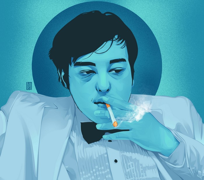 Joji smoking a cigarette