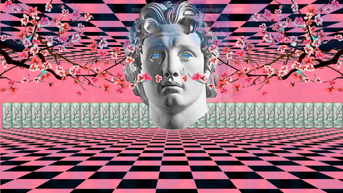 Arizona Iced Tea Vaporwave with Cherry Blossoms