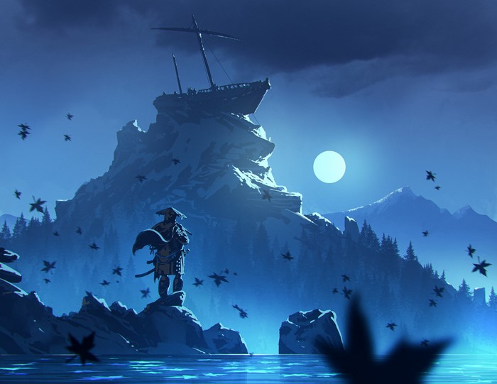 Ghost of Tsushima Samurai at Night