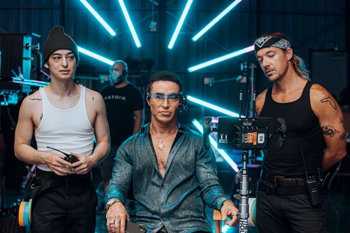Joji and Diplo on a film set