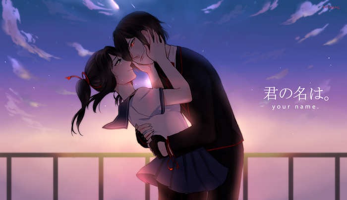 Mitsuha Miyamizu and Taki Tachibana from Your Name.