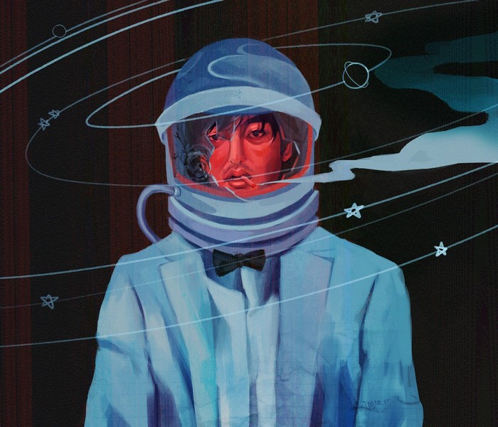 Joji in an astronaut helmet and suit