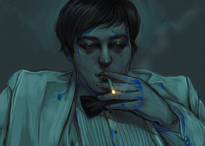 Joji smoking a cigarette
