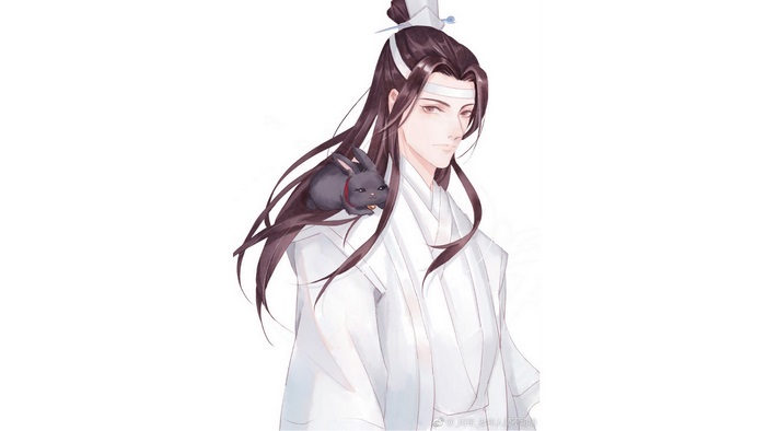 Lan Wangji from Mo Dao Zu Shi with a rabbit