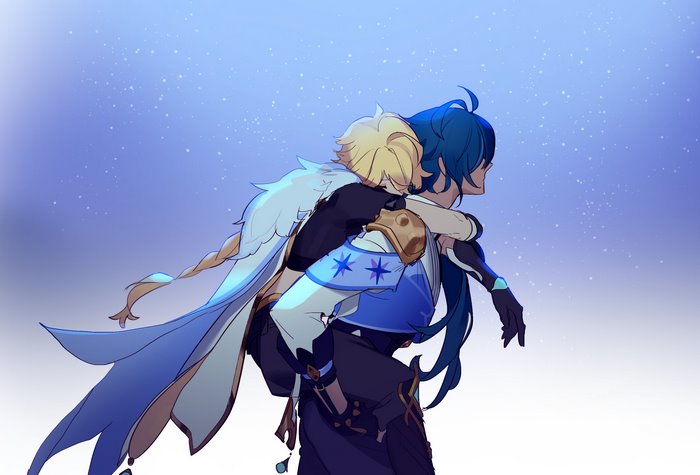 Aether and Kaeya from Genshin Impact