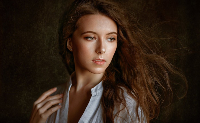 Woman with long brown hair