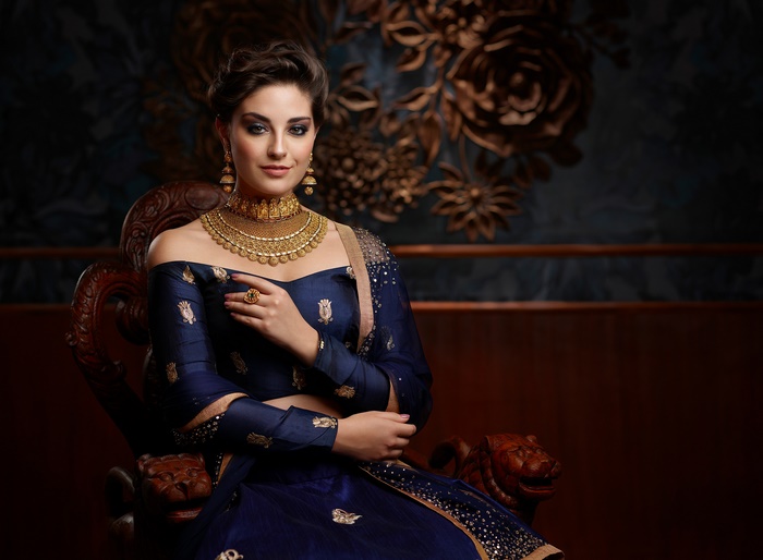 Elegant Indian Woman with Necklace and Jewelry