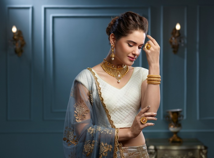 Elegant Indian Woman with Jewelry and Earrings
