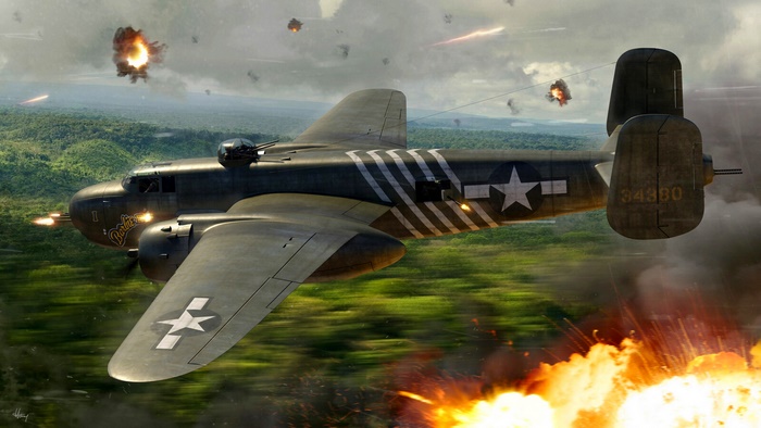 North American B-25 Mitchell bomber in combat