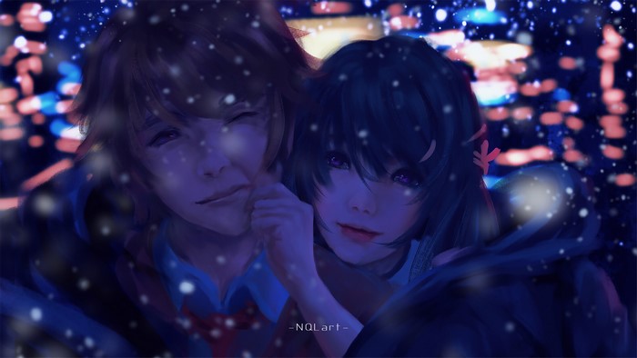 Mai Sakurajima and Kaede Azusagawa in snow