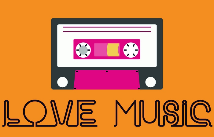 Cassette tape with "Love Music" text