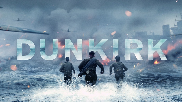 Dunkirk movie poster with soldiers running