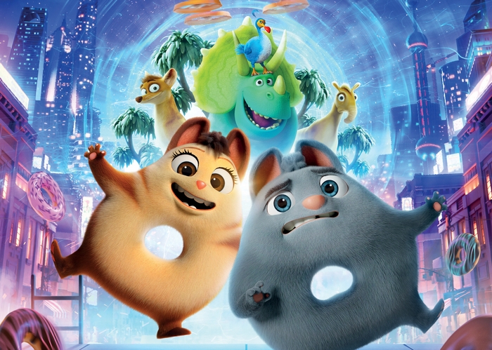 Extinct Movie Poster with Dinosaurs and Cats