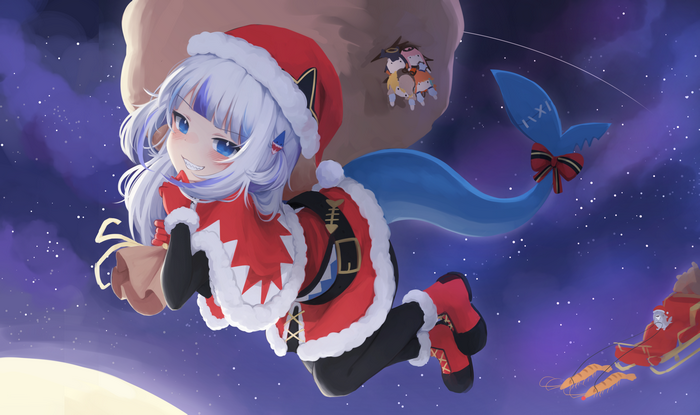Gawr Gura in Santa Outfit 4K
