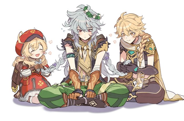 Klee, Razor, and Aether from Genshin Impact