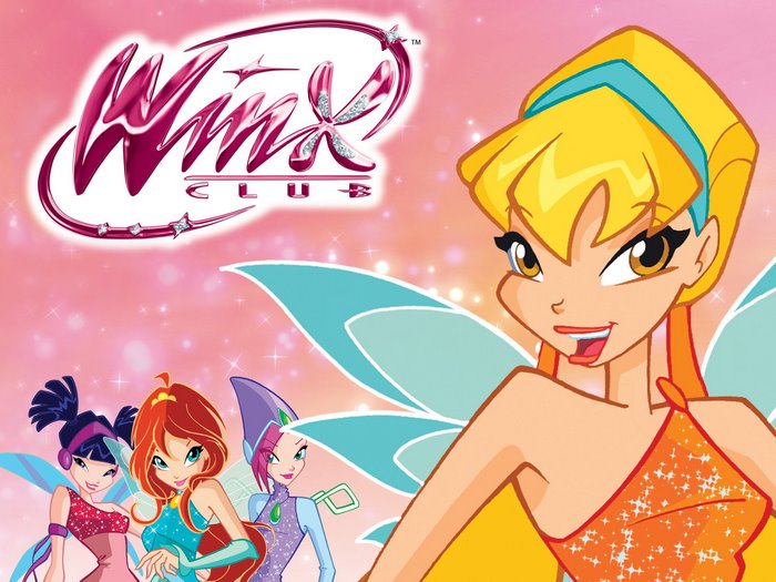 Winx Club logo with Stella, Bloom, Musa, and Tecna