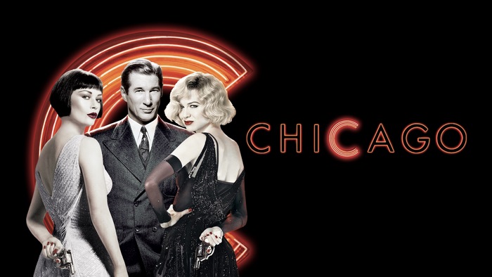 Chicago movie poster with Catherine Zeta-Jones, Richard Gere, and Renée Zellweger