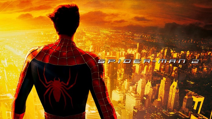 Spider-Man 2 Movie Poster with Cityscape