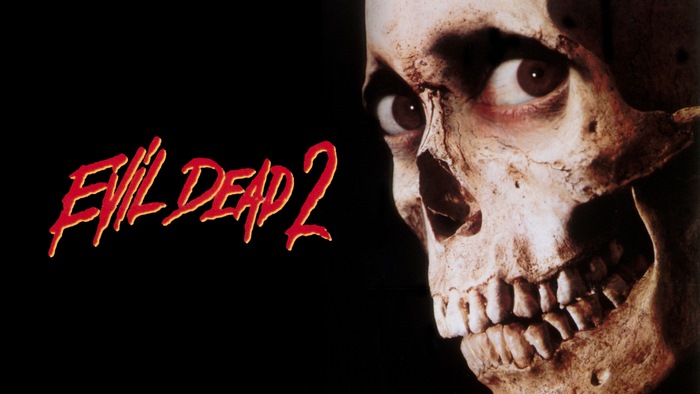 Evil Dead 2 movie poster with skull