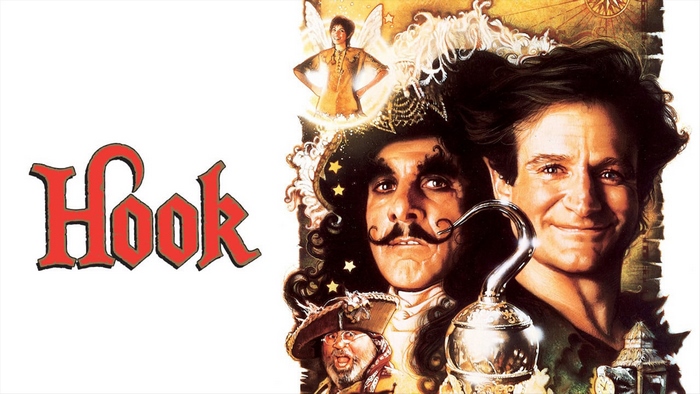 Hook movie poster with Captain Hook and Peter Pan