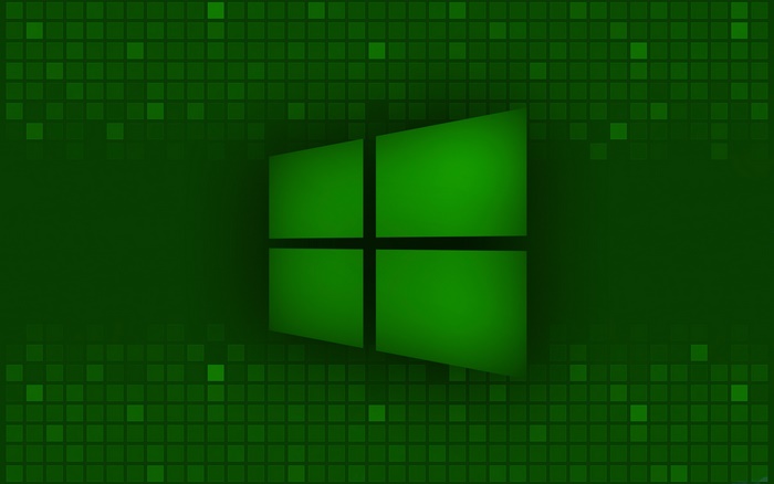 Green Windows Logo on Pixelated Background
