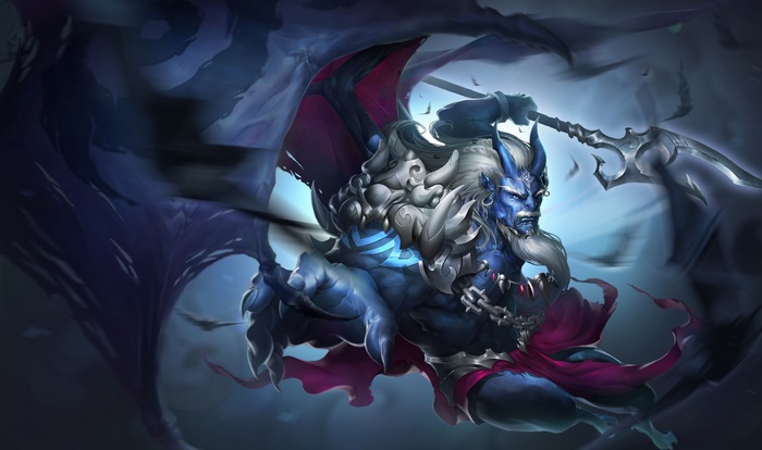 Fantasy Warrior with Blue Skin and Scythe