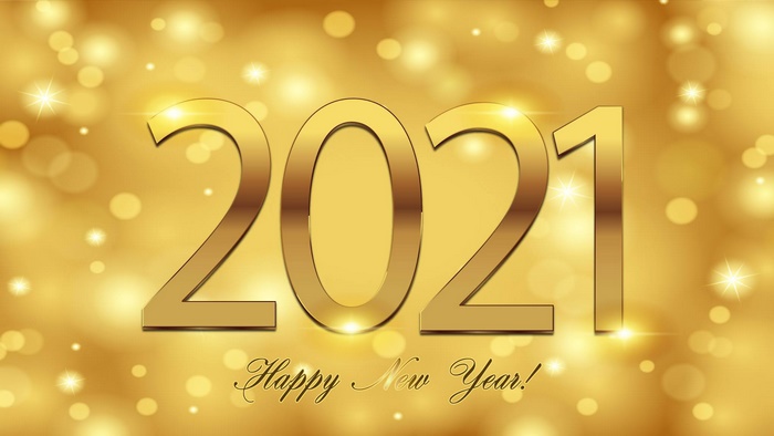 Happy New Year 2021 Golden Bokeh
