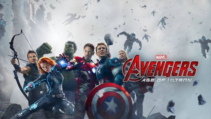 Avengers: Age of Ultron poster with Hawkeye, Black Widow, Hulk, Iron Man, Captain America, and Thor