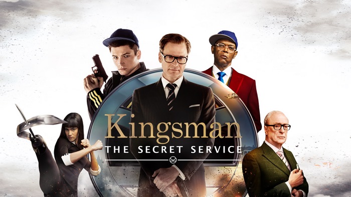 Kingsman: The Secret Service Poster with Taron Egerton, Colin Firth, Samuel L. Jackson, Sofia Boutella, and Michael Caine
