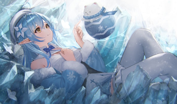 Yukihana Lamy from Hololive with a plush toy