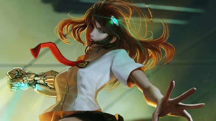 Girl with cybernetic arm 4K