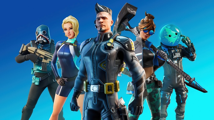 Fortnite characters in aquatic-themed outfits