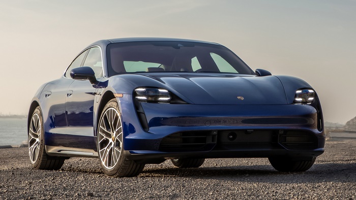 Blue 2020 Porsche Taycan Turbo Electric Sedan