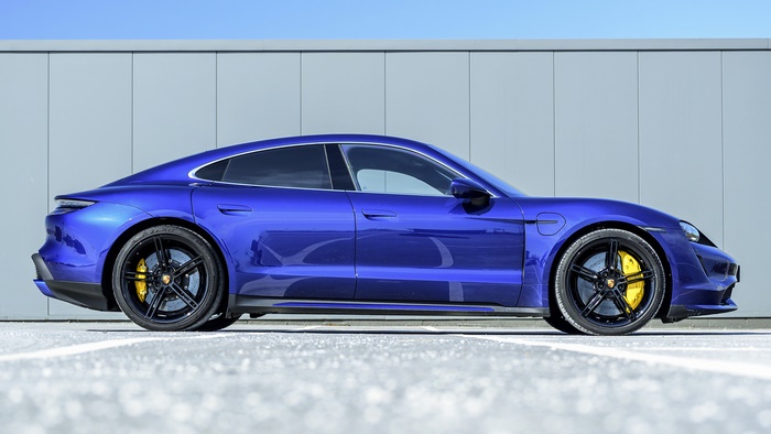 Blue 2020 Porsche Taycan Turbo Electric Sedan