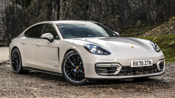 2020 Porsche Panamera GTS parked on gravel
