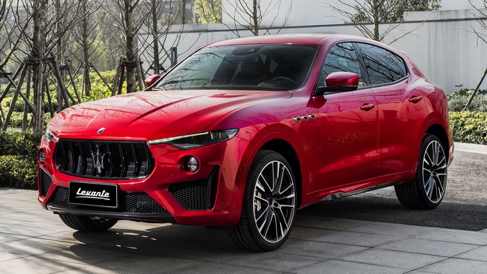Red Maserati Levante SUV parked outdoors