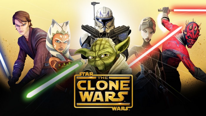Star Wars: The Clone Wars characters with lightsabers