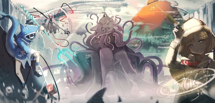 Gawr Gura, Watson Amelia, Ninomae Inanis, Mori Calliope, Takanashi Kiara