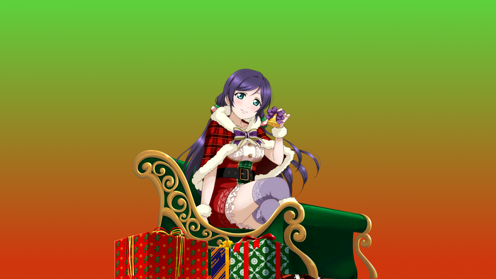 Girl in Christmas Outfit in Sleigh