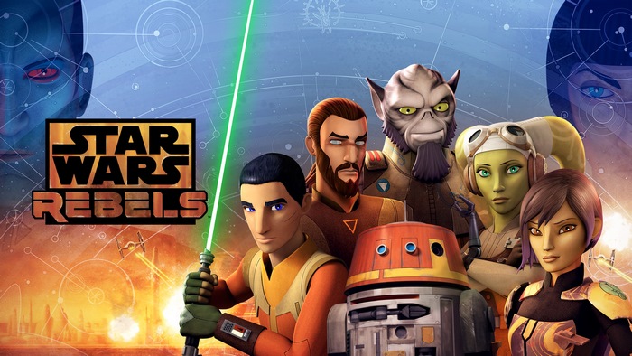 Star Wars Rebels characters with logo