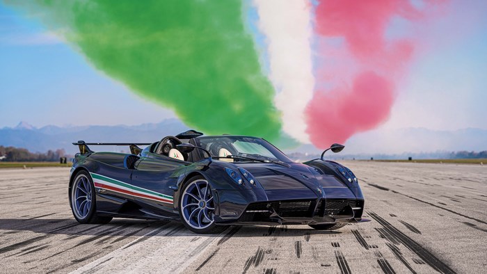 Pagani Huayra Supercar with Italian Flag Smoke