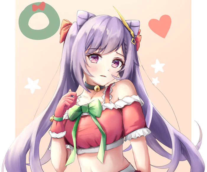 Keqing from Genshin Impact in Christmas outfit