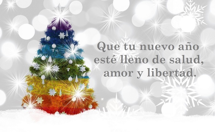 Rainbow Christmas Tree with New Year's Greeting