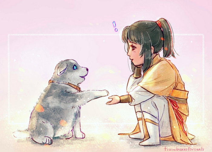 Jin Ling and a puppy from Mo Dao Zu Shi