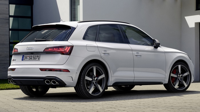 White 2020 Audi SQ5 SUV parked outdoors