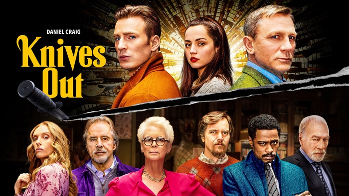 Knives Out cast featuring Daniel Craig, Chris Evans, Ana de Armas